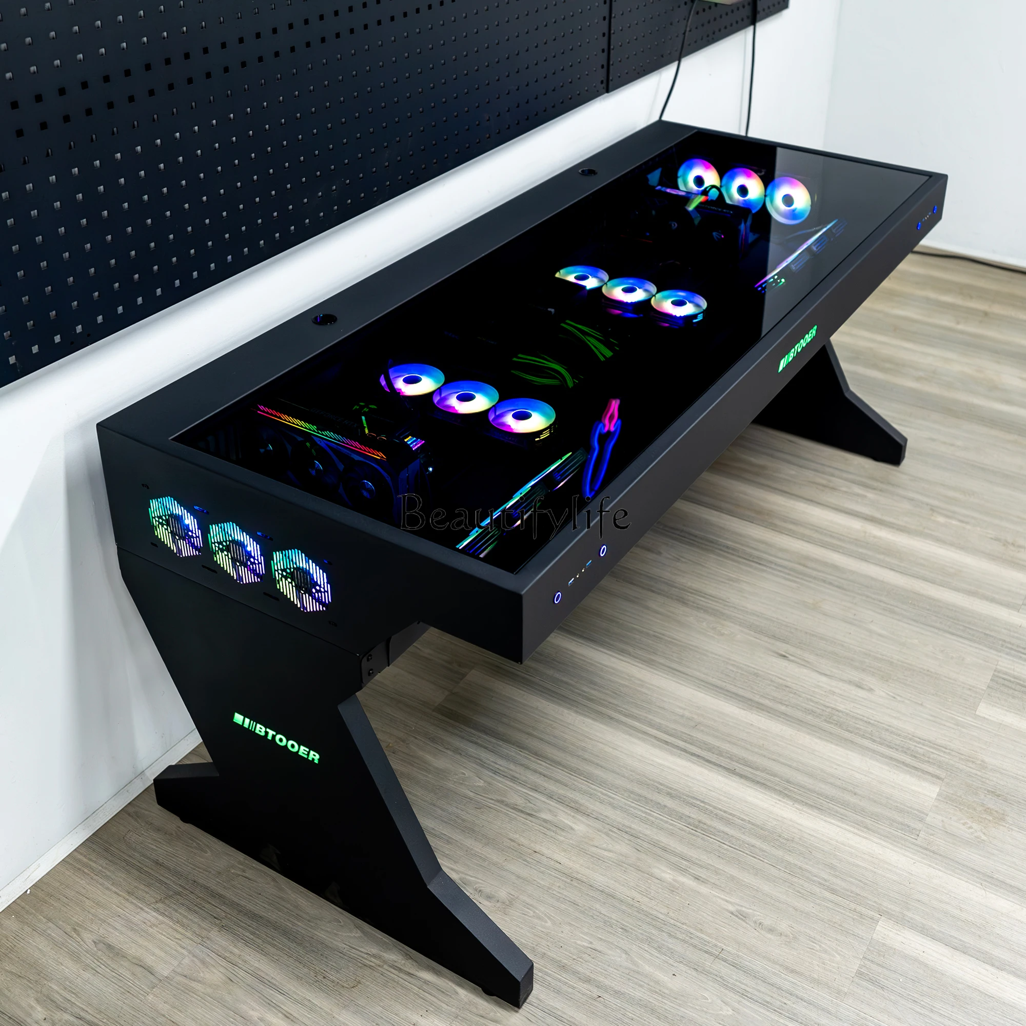 

Computer chassis integrated table, two hosts can be installed for two, water-cooled e-sports table