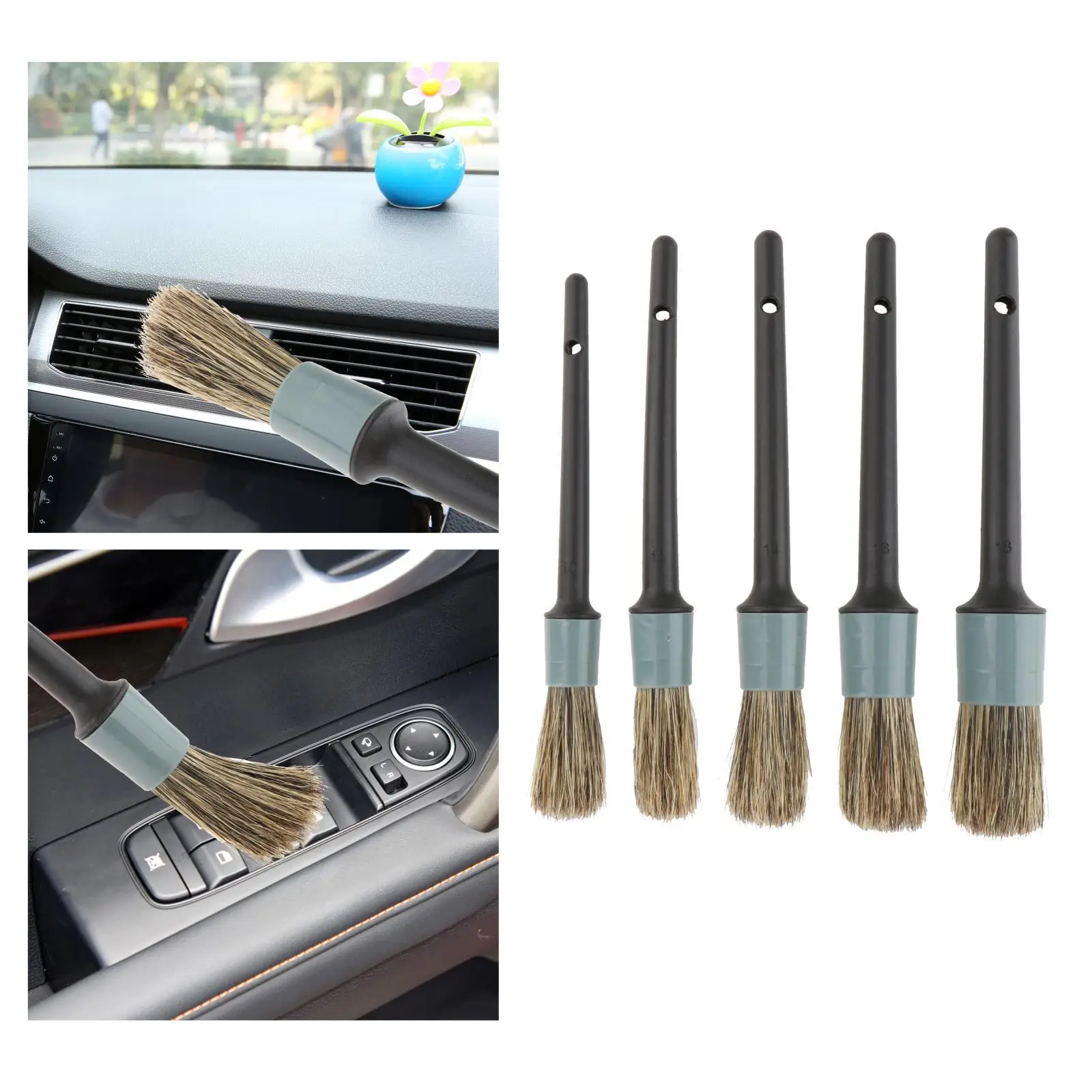 5 Pieces Brush Set Different Size Automotive Detail Cleaner Brushes Fit for Seat Motorcycle Cleaning Engine