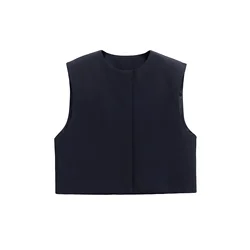Women Female Vest O-Neck Sleeveless Slim Single Breasted Tank Tops Woman Waistcoat Streetwear Jackets Outerwears 1478326