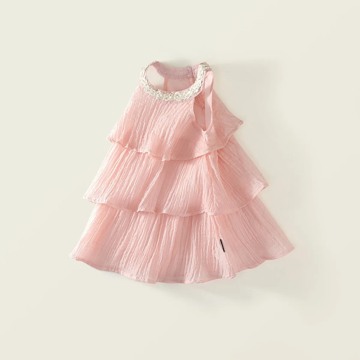 Summer New Girls Pink ruffled halter Dress Breathable girls Sweet cute Princess Dress 2-9 Years Fashion Children's Party Dress