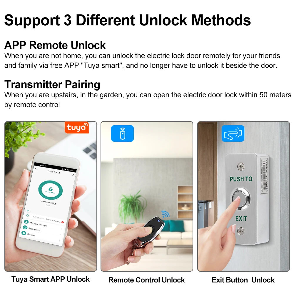 YiToo-Kit de sistema de Control de acceso, desbloqueo por aplicación inteligente Tuya, WiFi, adaptador de corriente DC12V, fácil cableado, nuevo