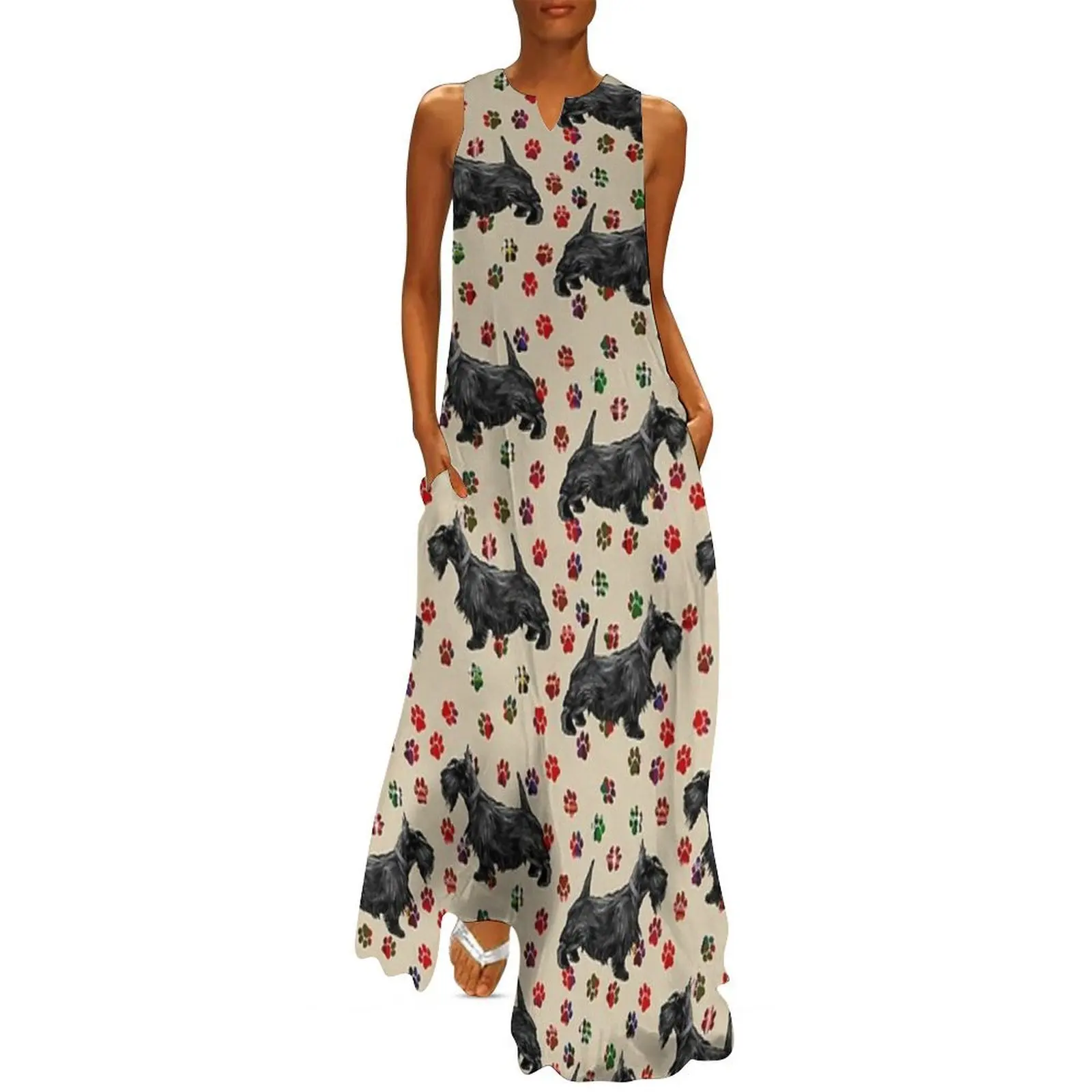 

Scottie Dog with Scottish Tartan Paw Prints. Long Dress luxury evening dresses for women 2025 women evening dress