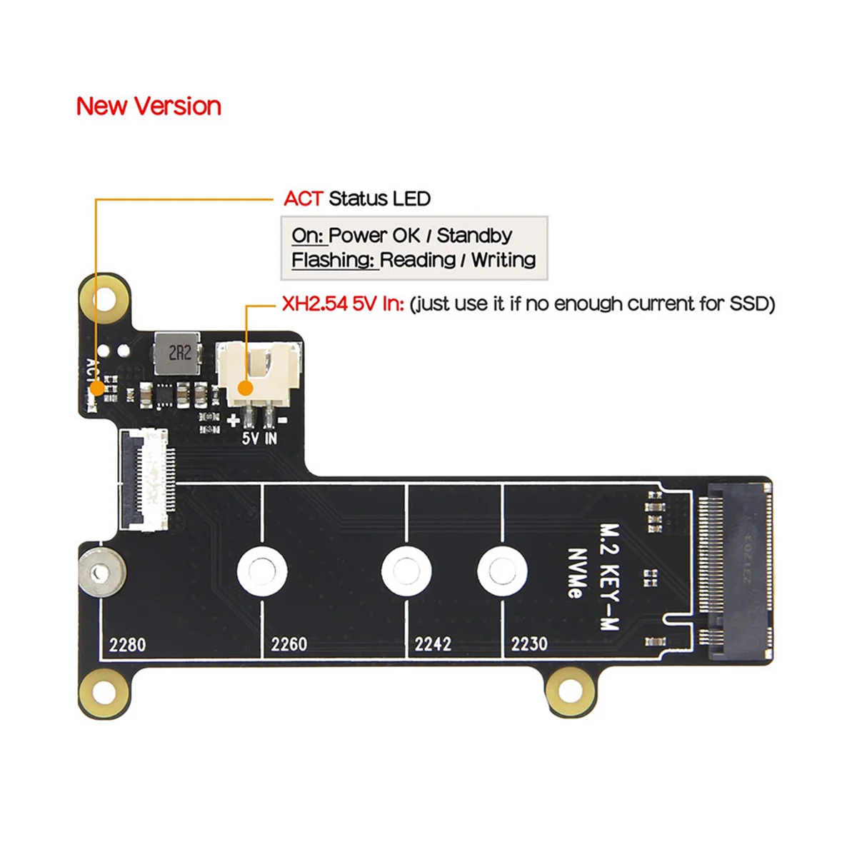 Placa de Expansão SSD X1001 M.2 NVMe, Raspberry Pi 5, Adaptador PCIE para M.2 NVME, 2280, 2242, 2230