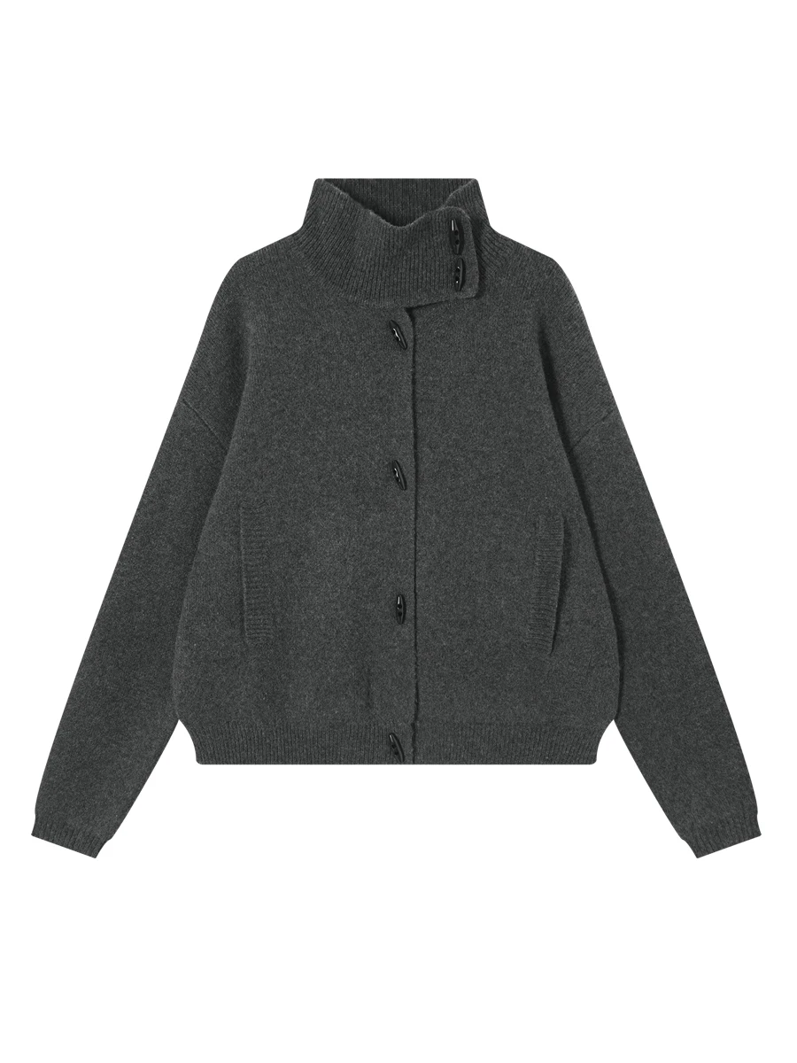 

IAMCPLUS 2025AW Women's Thickened Shoulder Pad Coat with Horn Buttons Cleanfit Loose Style Long Sleeve Online Exclusive