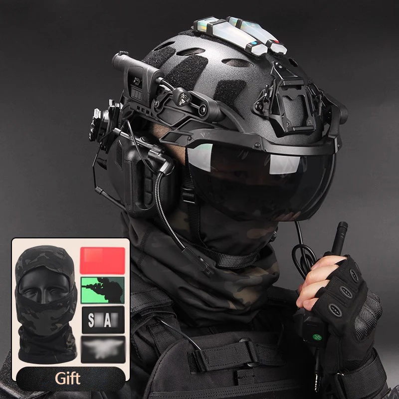 The new tactical protective helmet features a cyberpunk mecha style and is lightweight for cs live-action game equipment