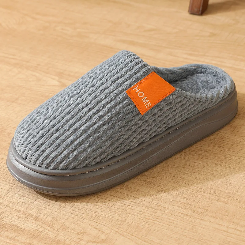 Herren Winter Extra Große Baumwoll-Hausschuhe Bequeme Warme Dicksohlen-Plüsch-Innenschuhe – Detail 9