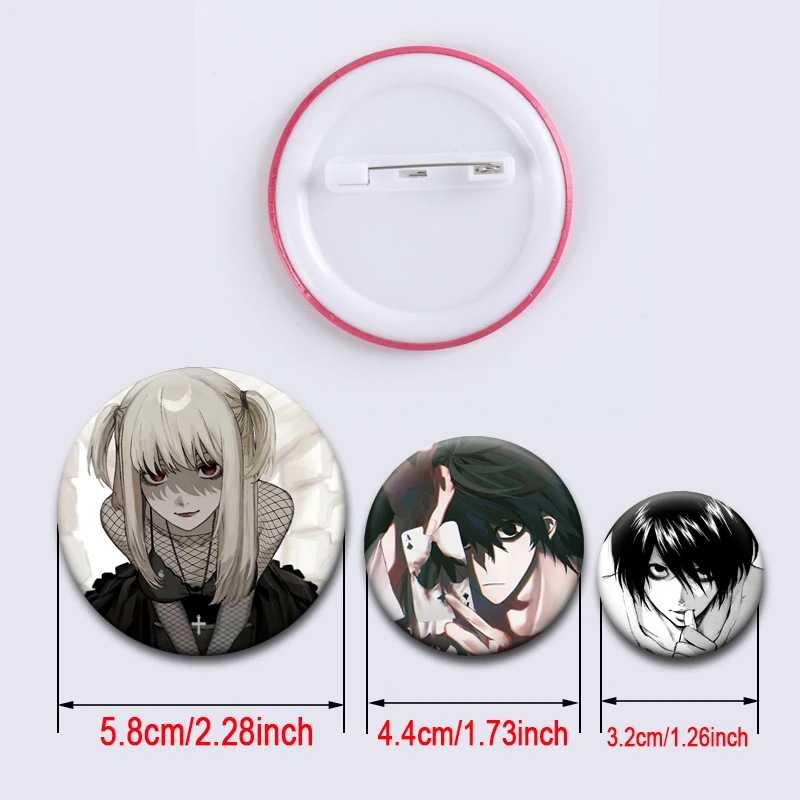 Anime Death Note Pins Ryuk Yagami Light L Lawliet Cartoon Badge Round Exquisite Brooches for Backpack Accessory Handmade Gift