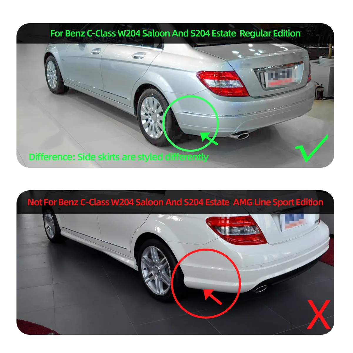 For Benz C-Class Saloon W204 And Estate S204 Mud Flaps Splash Guards For Benz C-Class Saloon Estate  Mudguards 4pcs 2007-2010