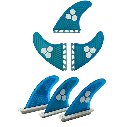 UPSURF Future Fins S/M/L Tri Blue Sistema de aletas de tabla de surf de alto rendimiento con propulsor de núcleo de panal Diseño de una sola pestaña para surf