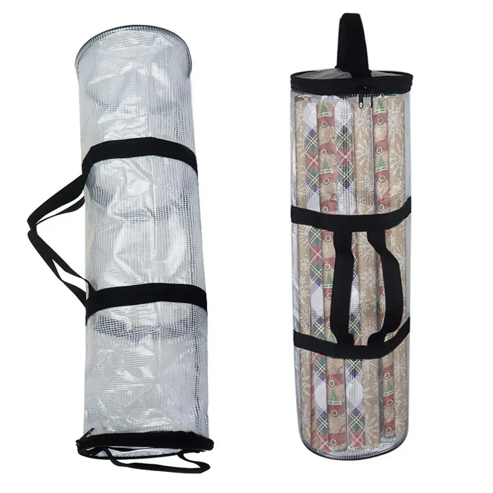 Waterproof Pvc Storage Bag Waterproof Pvc Christmas Wrapping Paper Storage Bag with Handle Transparent Zipper Closure for Easy