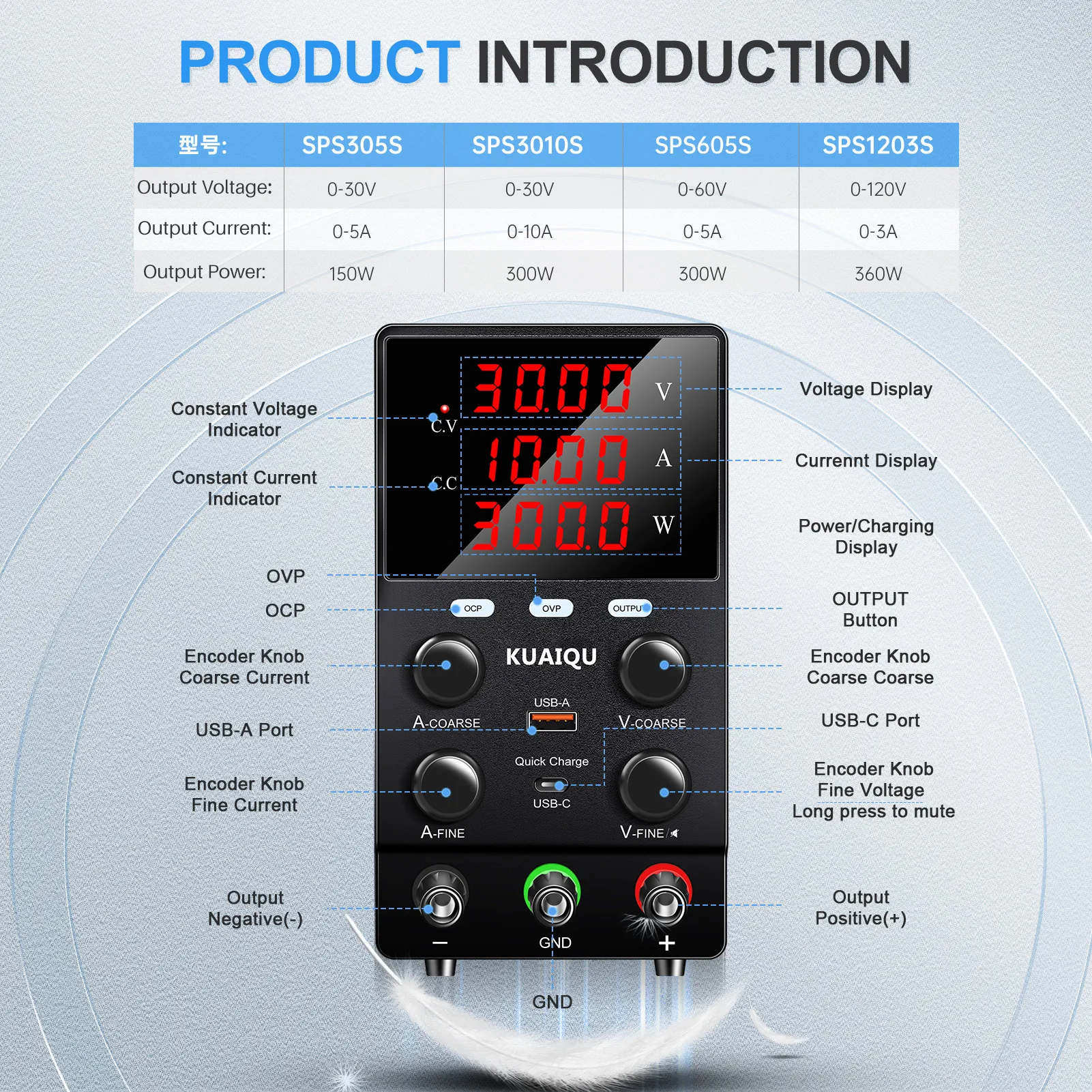 Imagem -03 - Power Supply Mini Laboratório Regulador de Tensão Estabilizador Switching Bench Source 60v 5a 30v 10a 3a Ajustável Lab dc