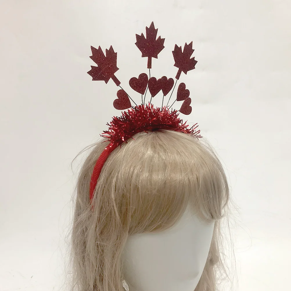 

Maple Leaf Heart Headdress Hair Hoops Festival Accessories Headwear Canada Day Headband Bands Hairbands Lovely