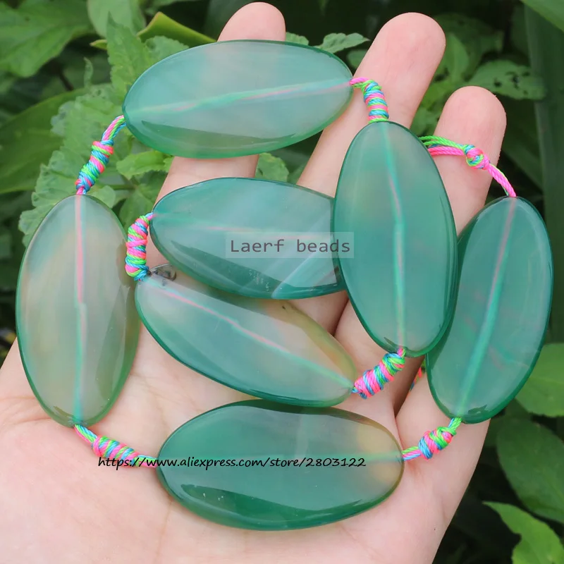 7pcs Around 25x50mm Natural Agate Oval shape Many Color Loose beads 15inch ,For DIY Jewelry Making !