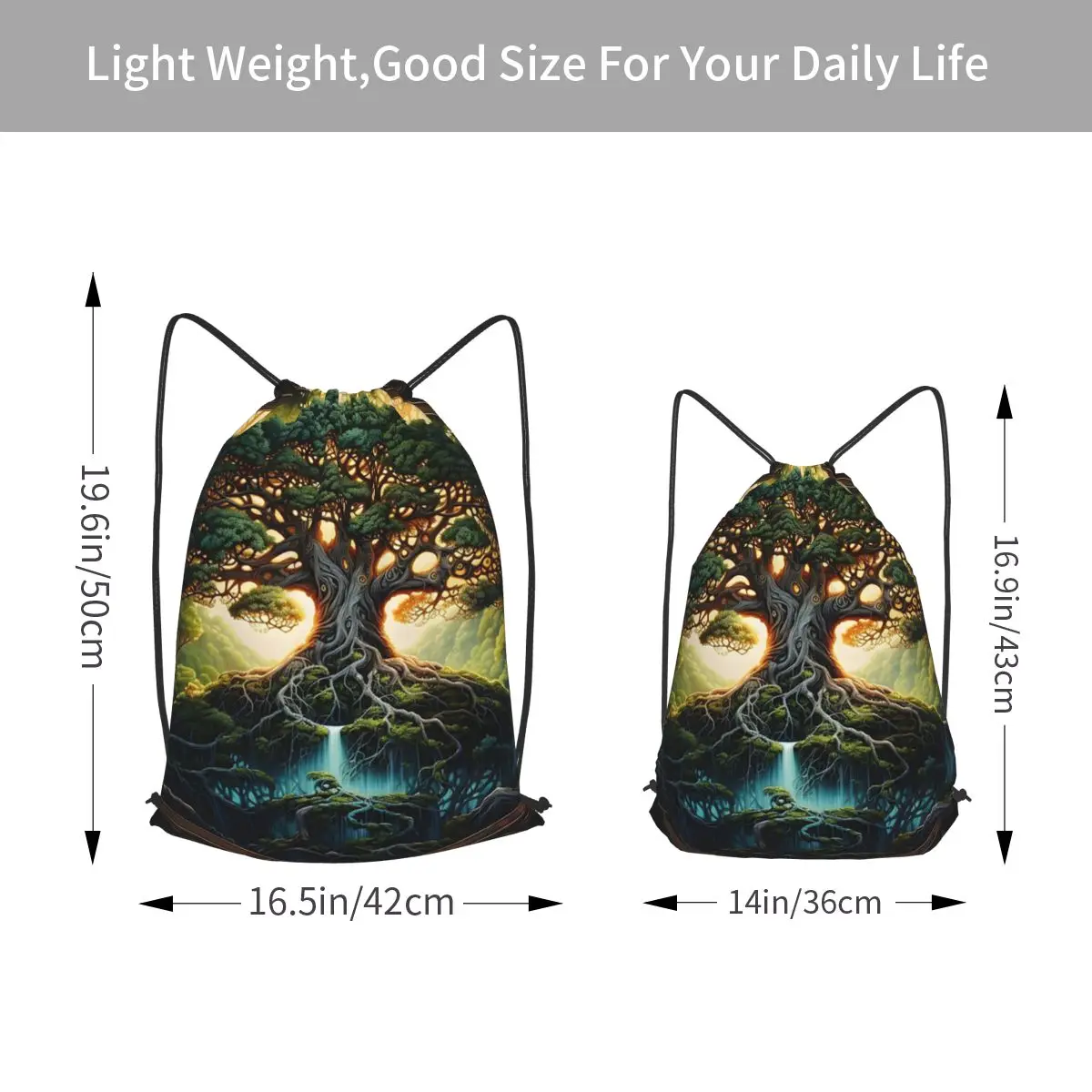 Great Tree Of Life Digital Print Backpacks Multi-function Drawstring Bundle Pocket Shoes Bag Book Bags for Man Woman School