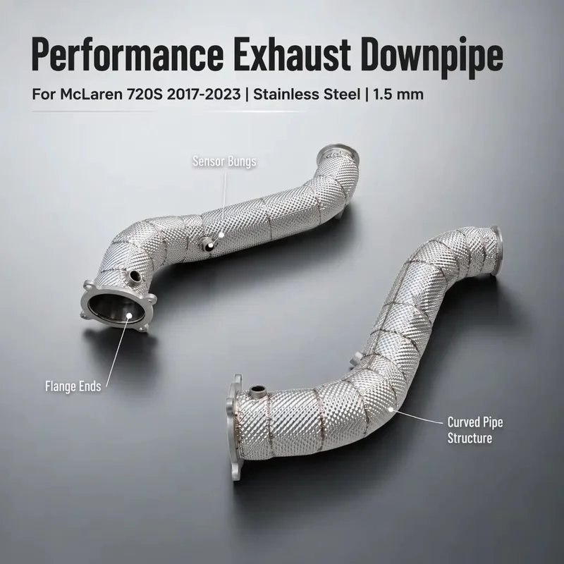 Perfectly Customized Performance Exhaust Downpipe Specifically Designed for McLaren 720s 2017-2023