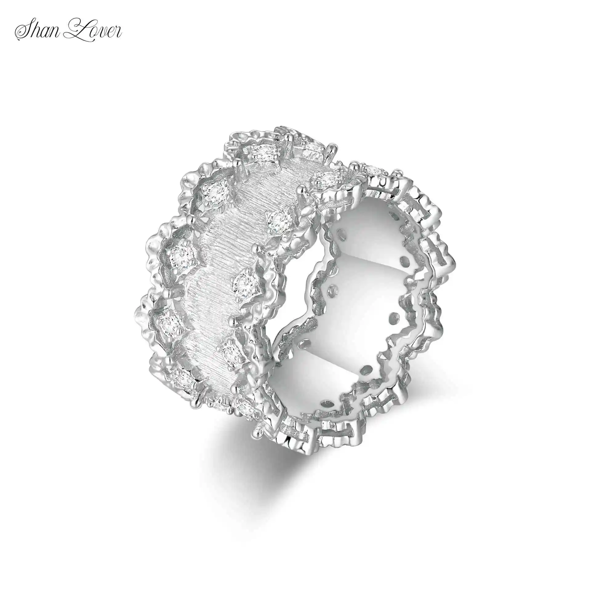 

ShanLover Brand Luxury Real 925 Sterling Silver Rings For Woman Girls 7A Zircon Gemstones Ring White Gold Plating Fine Jewelry