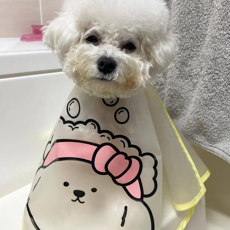 Pets Dogs Clothes Cloak Haircut Cloak Jacket For Dogs Cats Tear Stain Facial Care Waterproof Raincoat Cape Cloth Pet Supplies