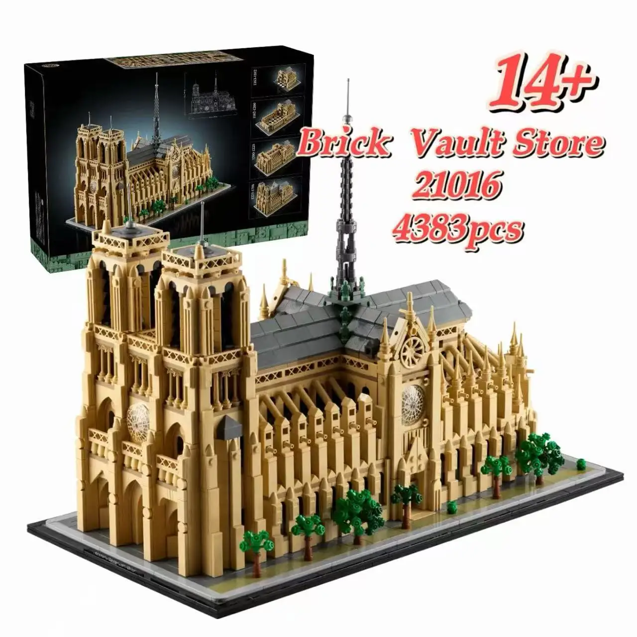 Nouveau produit en stock, cathédrale Notre-Dame Paris, ensemble de modèles d'architecture mondiale célèbre, cadeau de noël, cadeau d'anniversaire, 21061