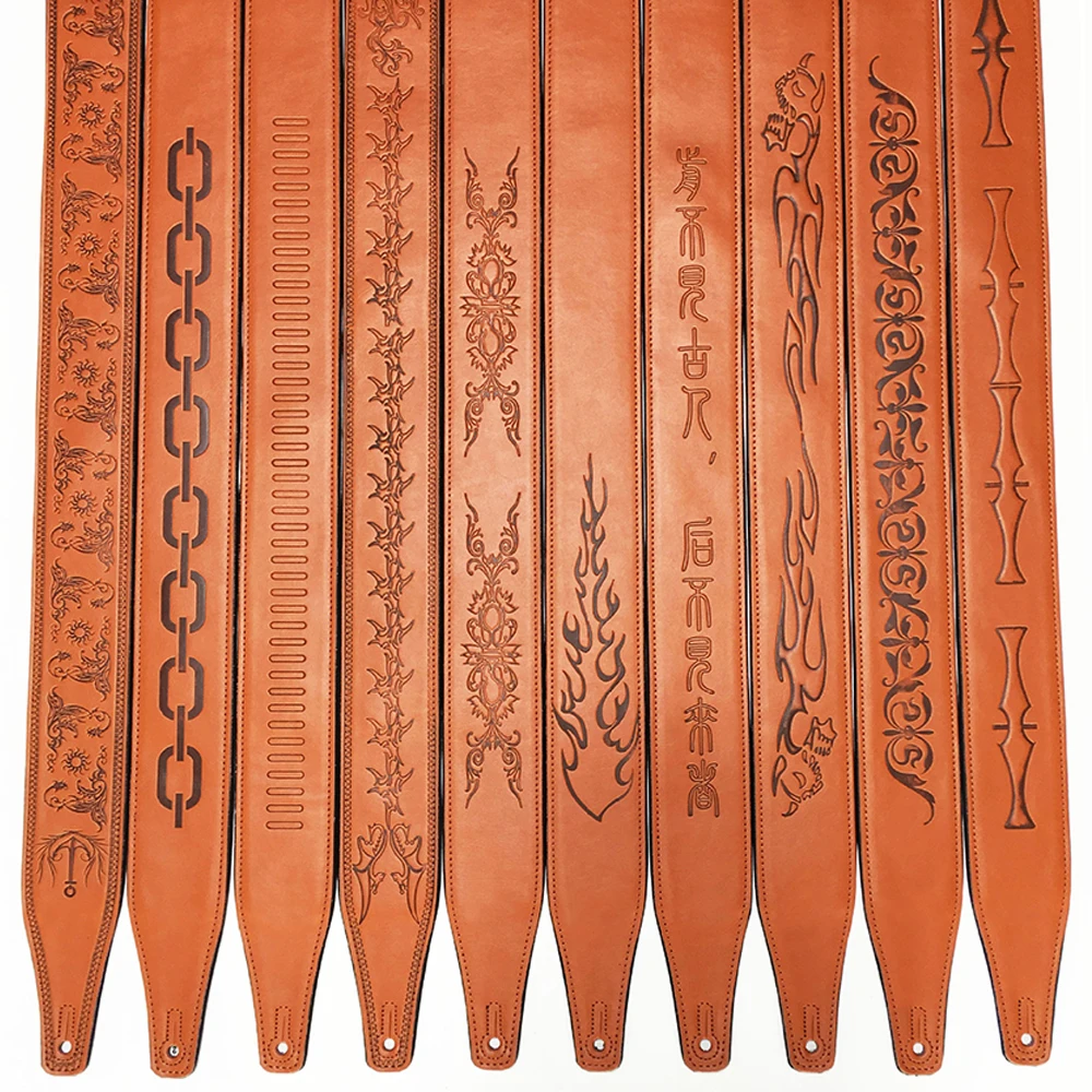 2025 High-End Handmade Cowhide Embossed Guitar Straps Stringed Instruments Parts & Accessories for the Noble
