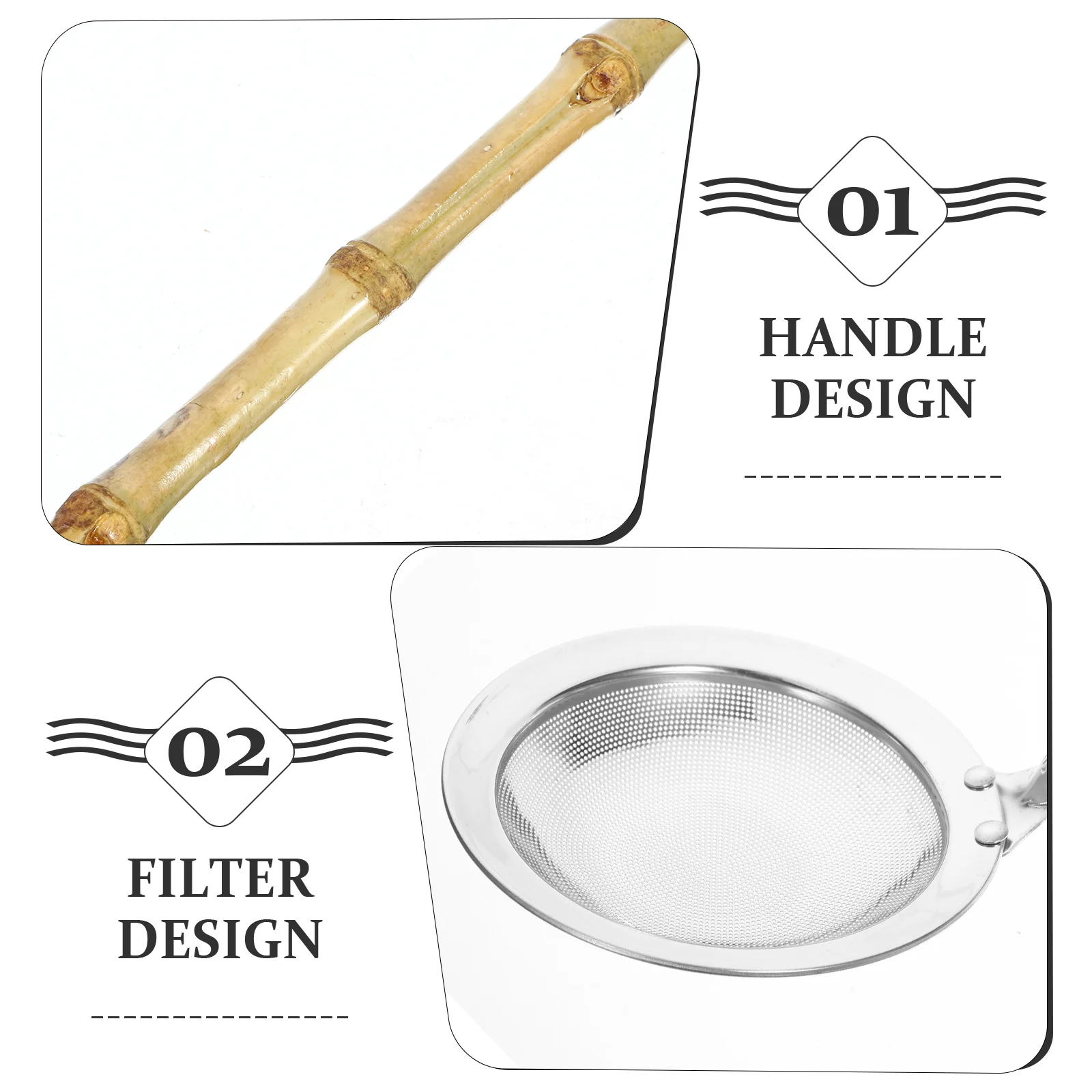 

1pc Bamboo Handle Fine Mesh Slotted Spoon Stainless Steel Kitchen Strainer For Frying Noodles Vegetables Colander Ladle
