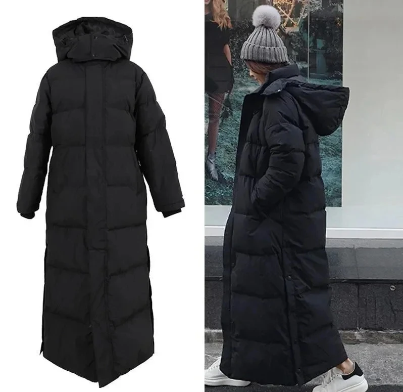 

Стеганая хлопковая куртка, женская новая корейская модная парка выше колена, зимнее женское толстое черное пуховое хлопковое пальто