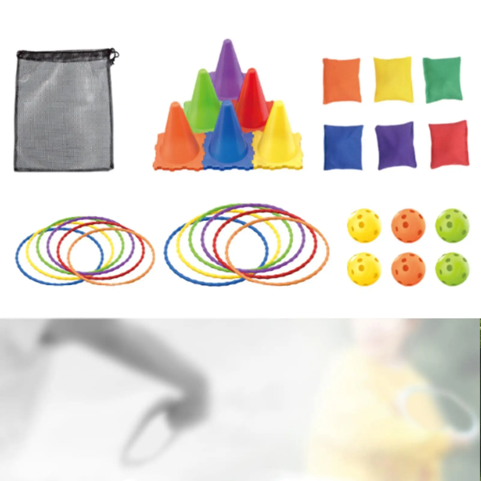 Atma Oyunu Trafik Konileri İnteraktif Saklama Çantası Konileri Doğum Günü Partisi Parti Kaynağı için Atma Halkaları Bahçe Spor Eğitimi Çim