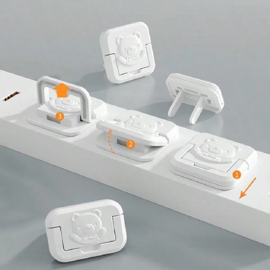 10 pçs tomada elétrica capa protetora de segurança bonito urso bebê crianças anti choque elétrico segurança power strip guarda protetores boné