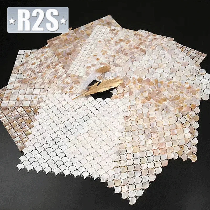 wholesale Shell Mosaic Tile Natural White Mother of Pearl Wall Backsplash Bathroom Tiles fish scale sheet kitchen