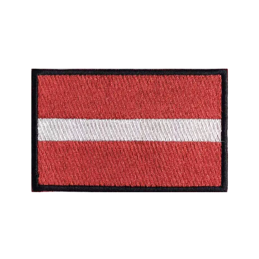 1PC Latvia Flag Armband Embroidered Patch Hook & Loop Or Iron On Embroidery  Badge Cloth Military Moral Stripe