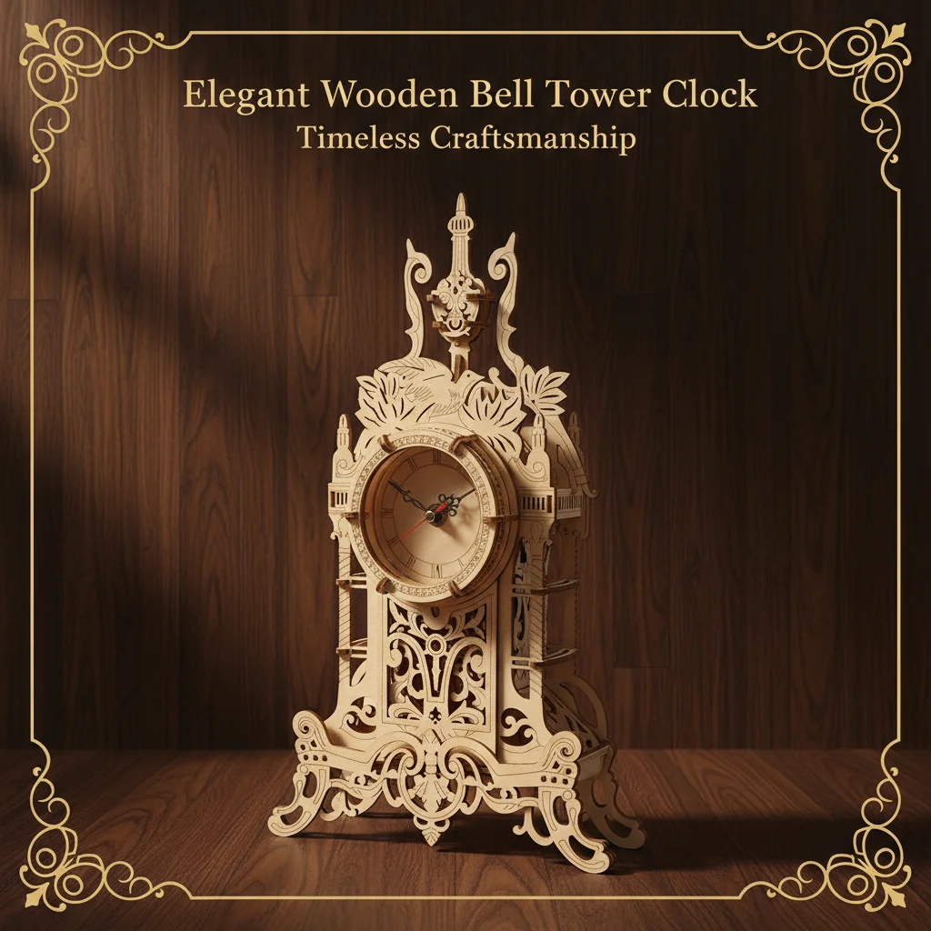 لعبة أحجية الصور المقطوعة ثلاثية الأبعاد لبرج الساعة الخشبية المصنوعة يدويًا، قطعة عرض إبداعية هدية يمكنك صنعها بنفسك، هدية عيد ميلاد #4