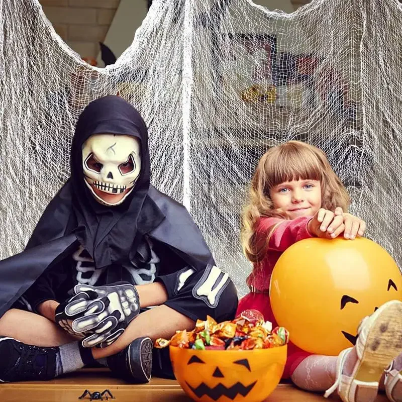 Halloween gruselige Stoff, weiße gruselige Gaze für im Freien hängende Spukhaus Party Wände Tür Eingang Innen, Party Dekor – Detail 4