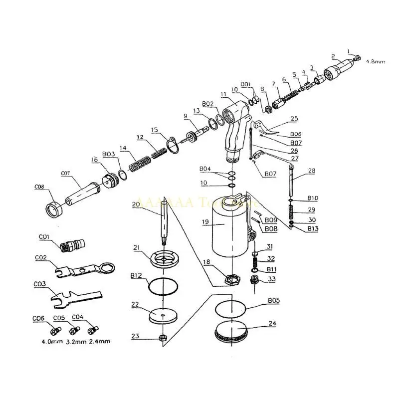 A2Be Automatic Air Rivet dadi pistola pneumatica Rivet industriale Rivet industriale