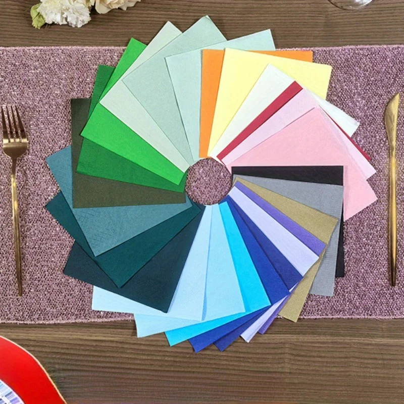 100 Uds servilletas de colores pañuelos faciales simples toallas de papel creativas para fiesta banquete tienda servilleta colorida