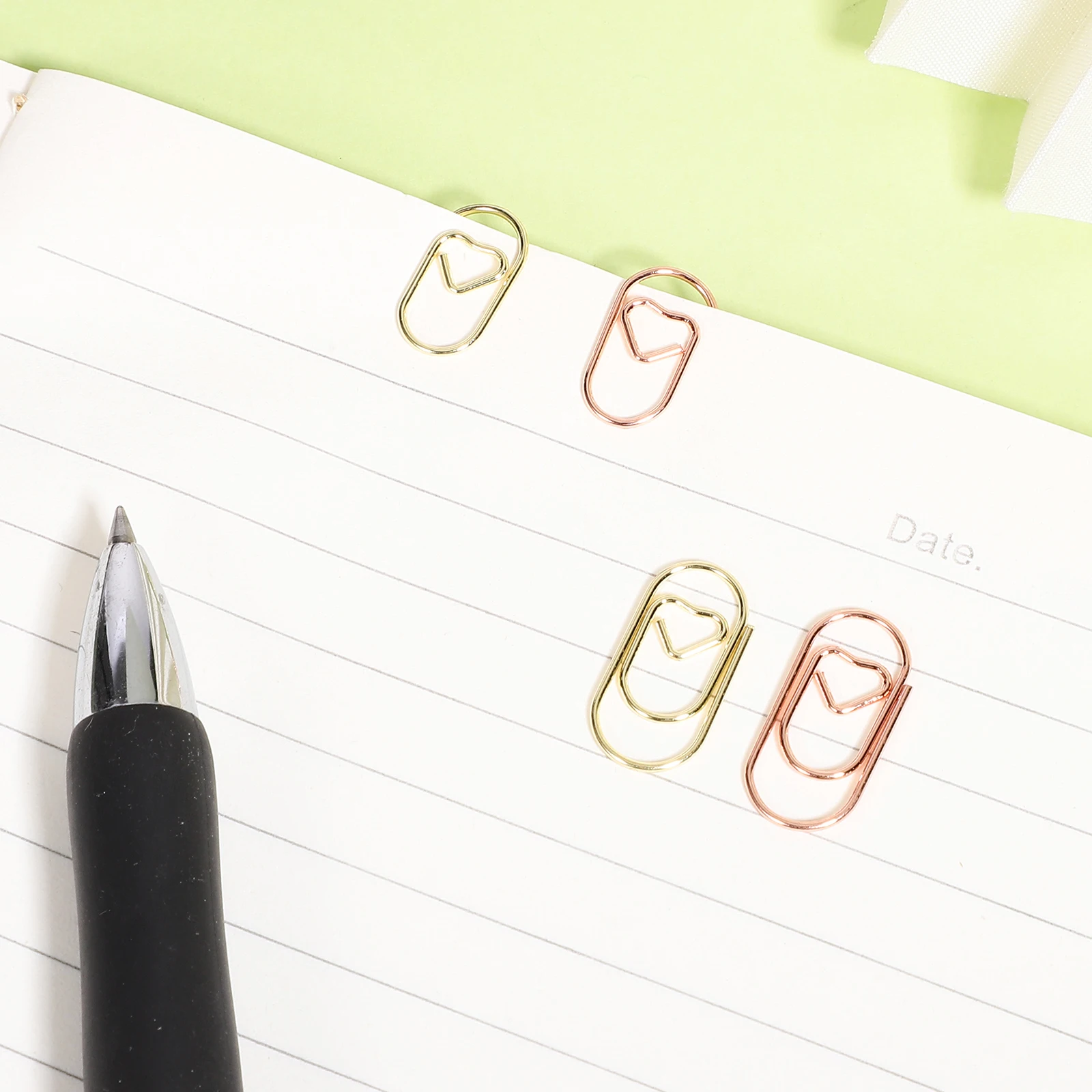 400 قطعة من المشابك المزخرفة على شكل قلب من الورق المعدني لمكتب المدرسة والمنزل وتنظيم القرطاسية ومشابك الموثق #5