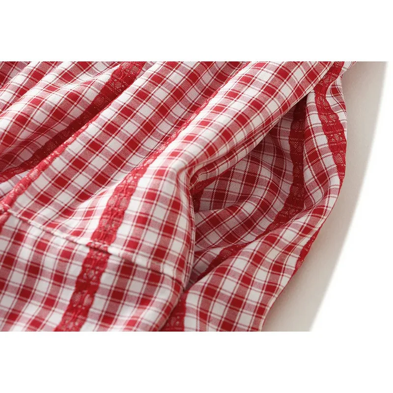 不規則なエレガントな格子柄ミディスカート 女性用 2025年夏ファッション エレガントな女性用ルーズプリーツスカート