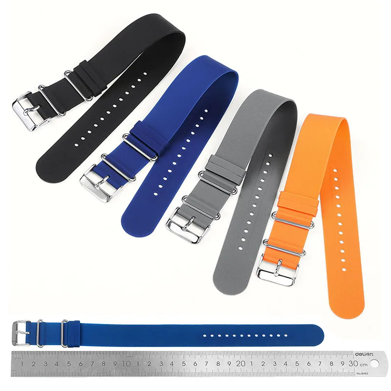 Ultra Thin Rubber Watch Strap 18mm 20mm 22mm for Military Sport Wrist Band Soft Waterproof Watch Band High Tensile Bracelet