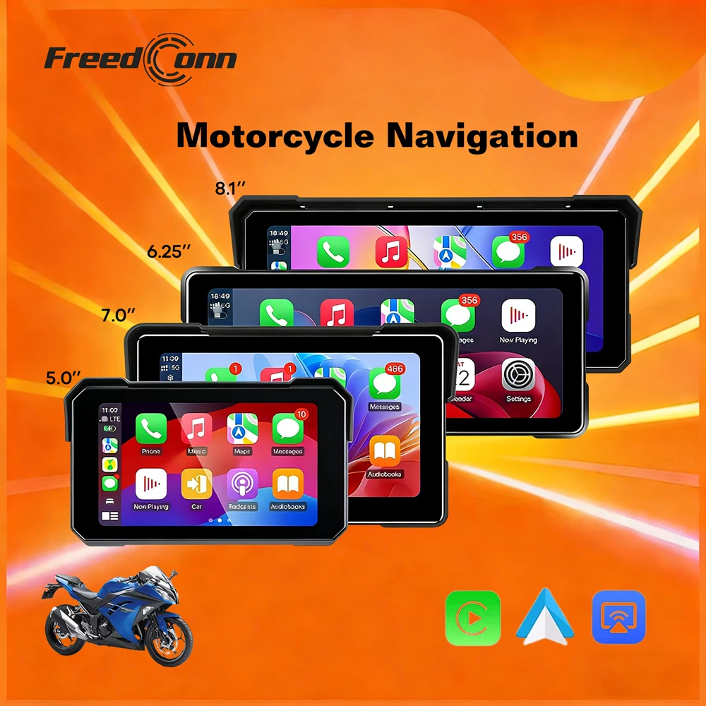 Motorcycle Navigation Carplay Android Auto Display Screen Motobike Portable Digital Dashboard Waterproof BT Monitor
