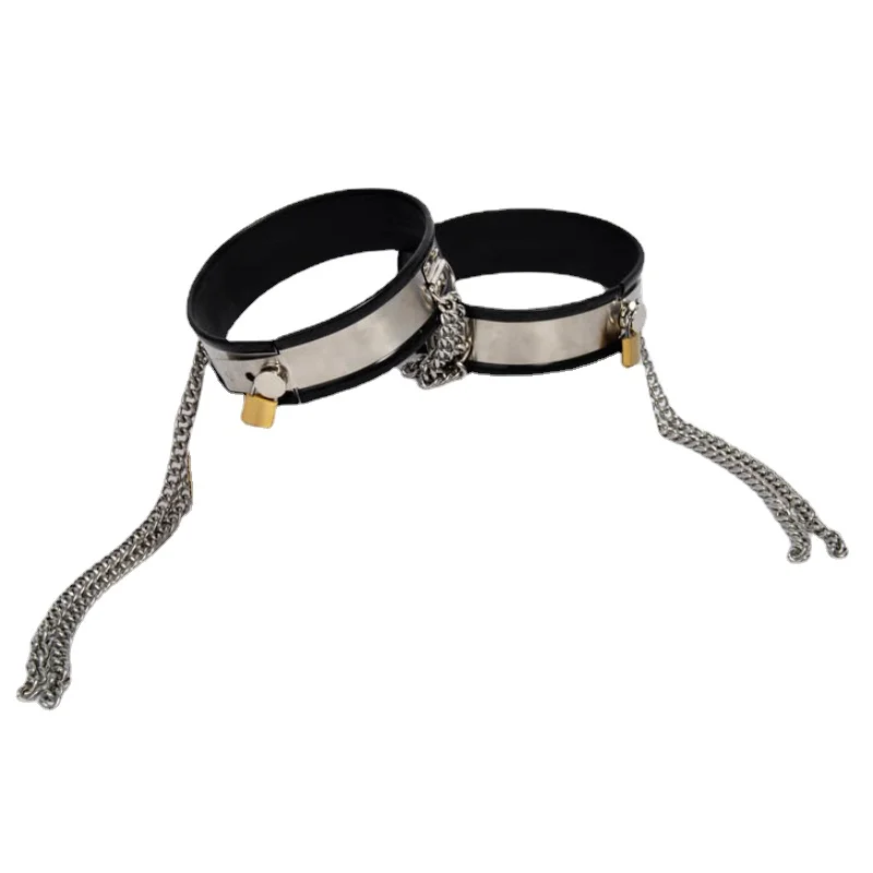 Stainless Steel Chastity Belt Set Neck Collar Bra Handcuffs Pant Thigh Ring BDSM Bondage Collar Bra Thigh Cuffs Adult Products