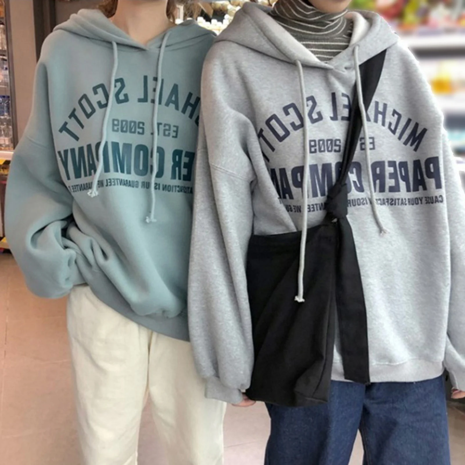 Sudadera con capucha de manga larga para mujer, suéter con estampado de letras Harajuku, ropa de calle de gran tamaño de felpa, Otoño e Invierno