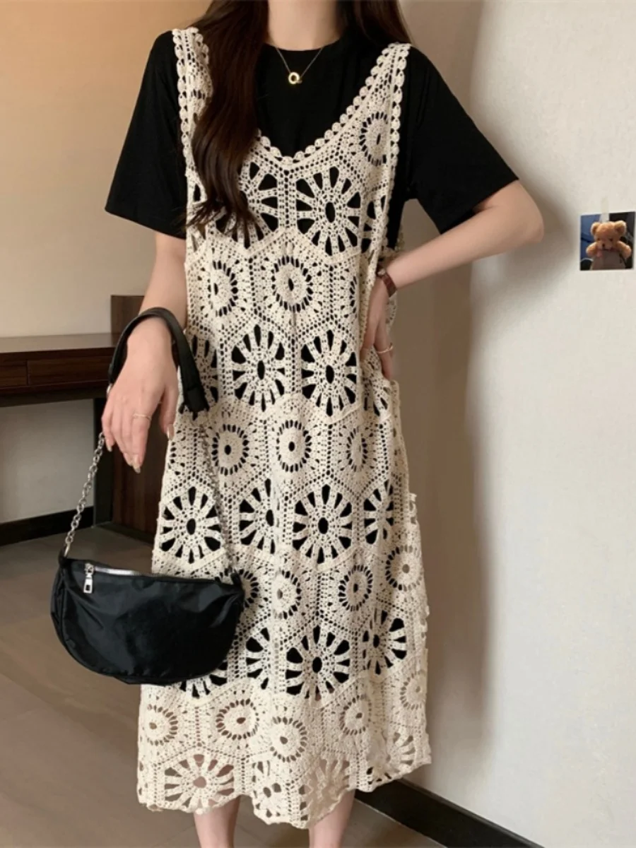 T-shirt effet minceur Dr Combo évider gilet à bretelles tricotées femmes été Design Sense ort Sve rond Ne deux pièces...