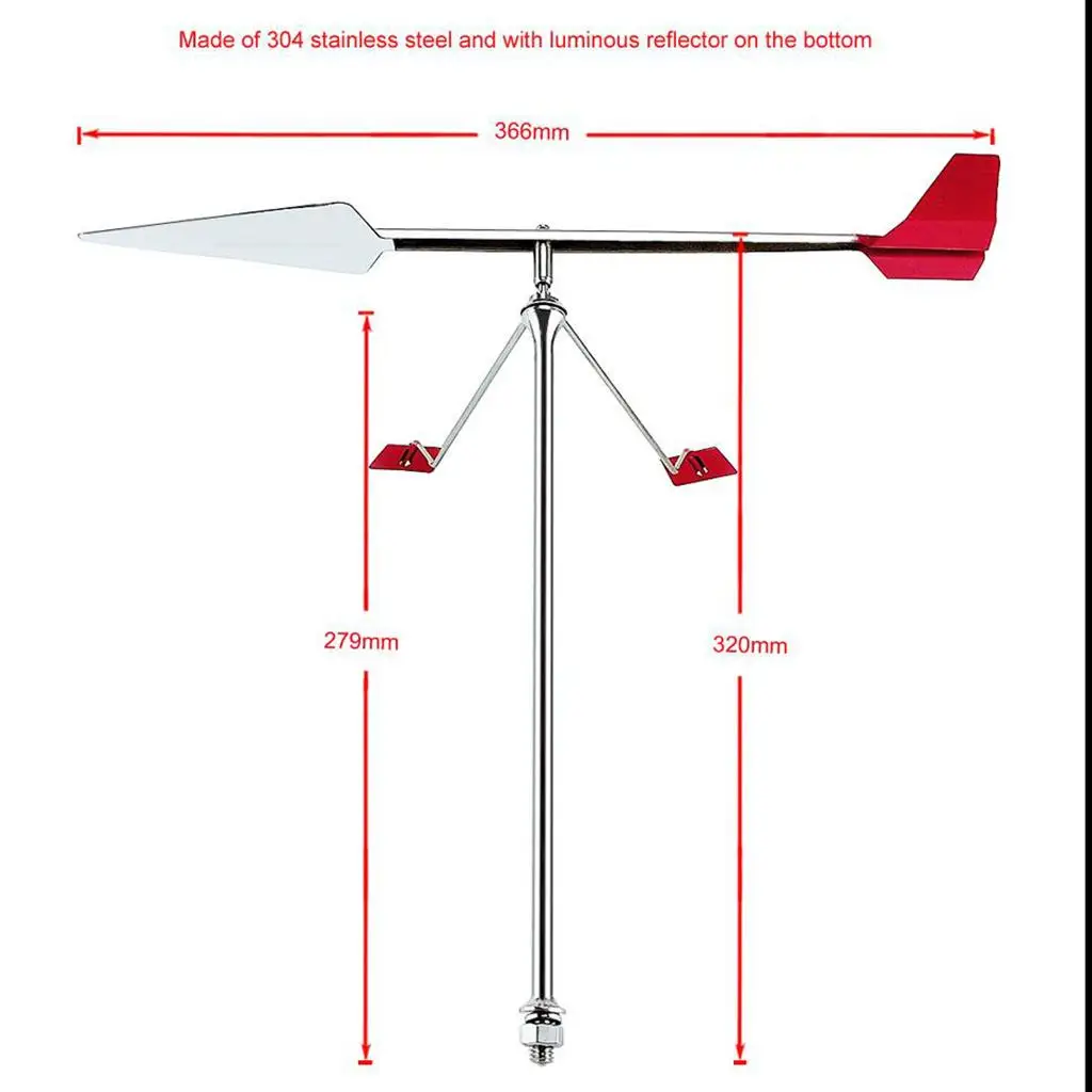 12-calowy miernik wiatru przyrząd odblaskowy do masztów łódź morska