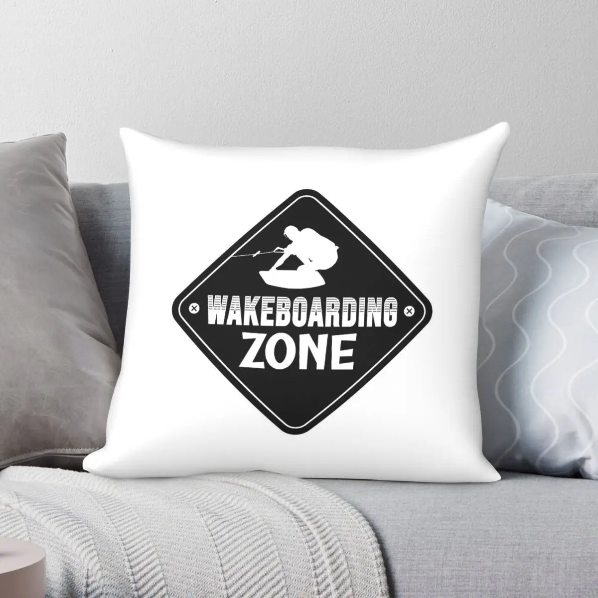 Wakeboarding Zone Wakeboard Wake Pillowcase Polyester Linen Velvet Printed Zip Decorative Pillow Case Home Cushion Cover