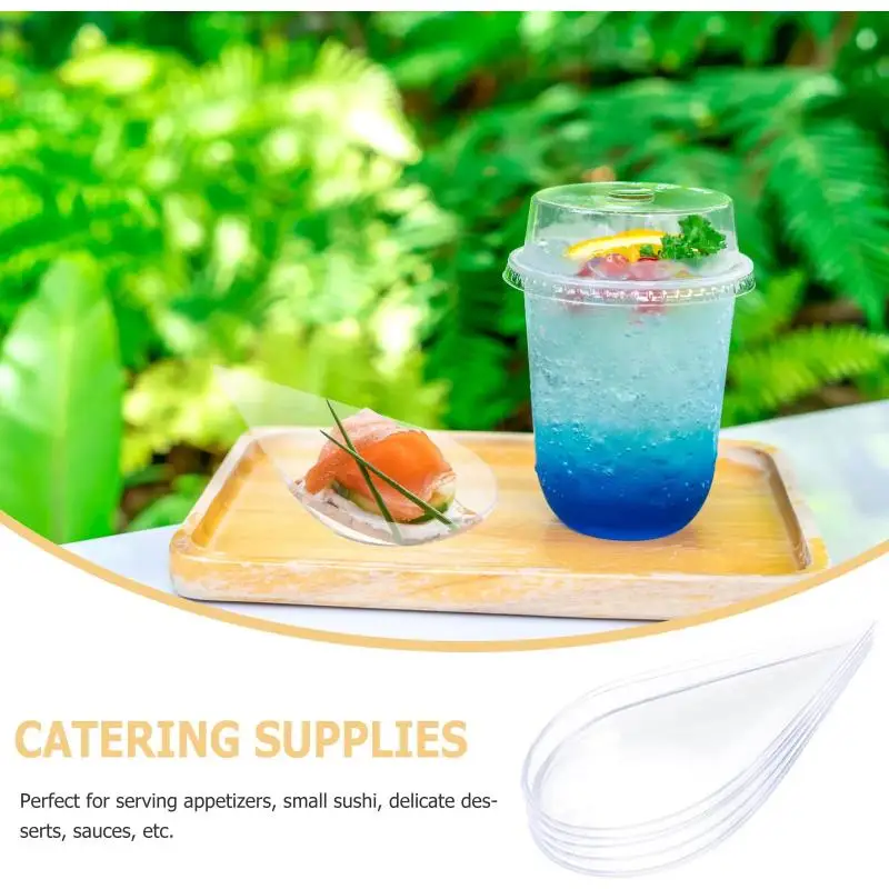 20Pcs Mini Waterdrop Spoon Disposable Dessert Spoons Appetizers Sushi Tasting Catering Supplies Soup Scoop No Break