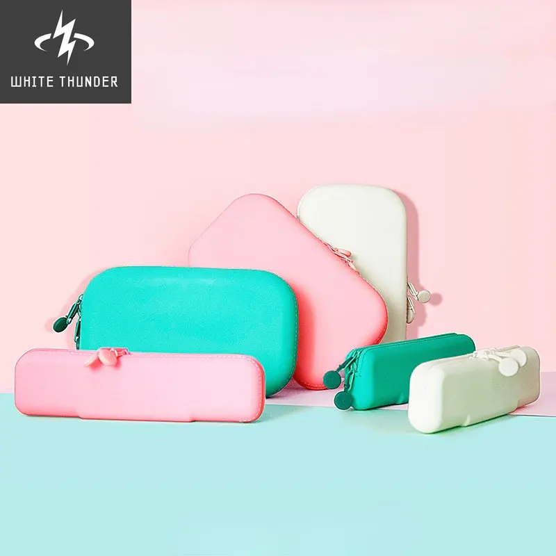 Pencil Case Silicone Lovely Simplicity Cosmetic Bag Pencil Case Stationery Box Storage Bag Creative DLY Pencil Case Candy Colors