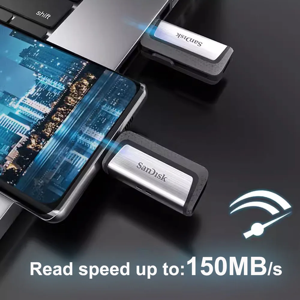 SanDisk 2-in-1 Ultra Dual Drive USB Type-C 64G 128G 256GB OTG USB3.1 أداء ما يصل إلى 150 ميجابايت/ثانية Dual USB Type-C وUSB Type-A