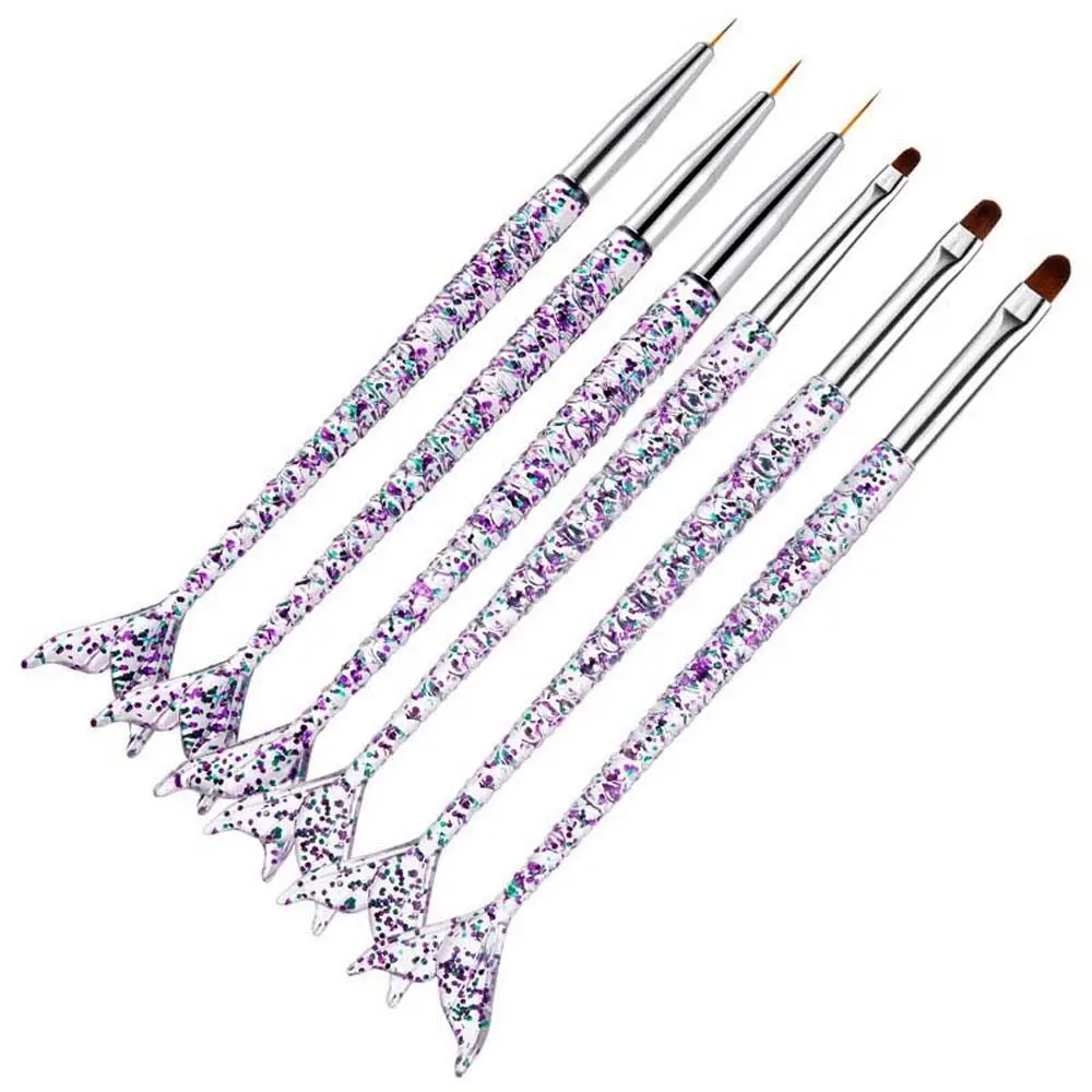 

3Pcs/set UV Gel Extension Mermaid Nail Painting Brush Nail Accessories Flower Line Grid Mermaid Nail Art Liner Pen 7/9/11mm