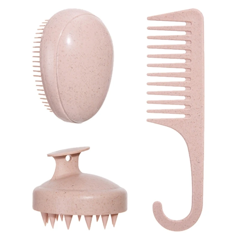 3 Chiếc Massage Da Đầu Dầu Gội Chải Trứng Hình Tròn Lược Làm Tóc Tóc 918D