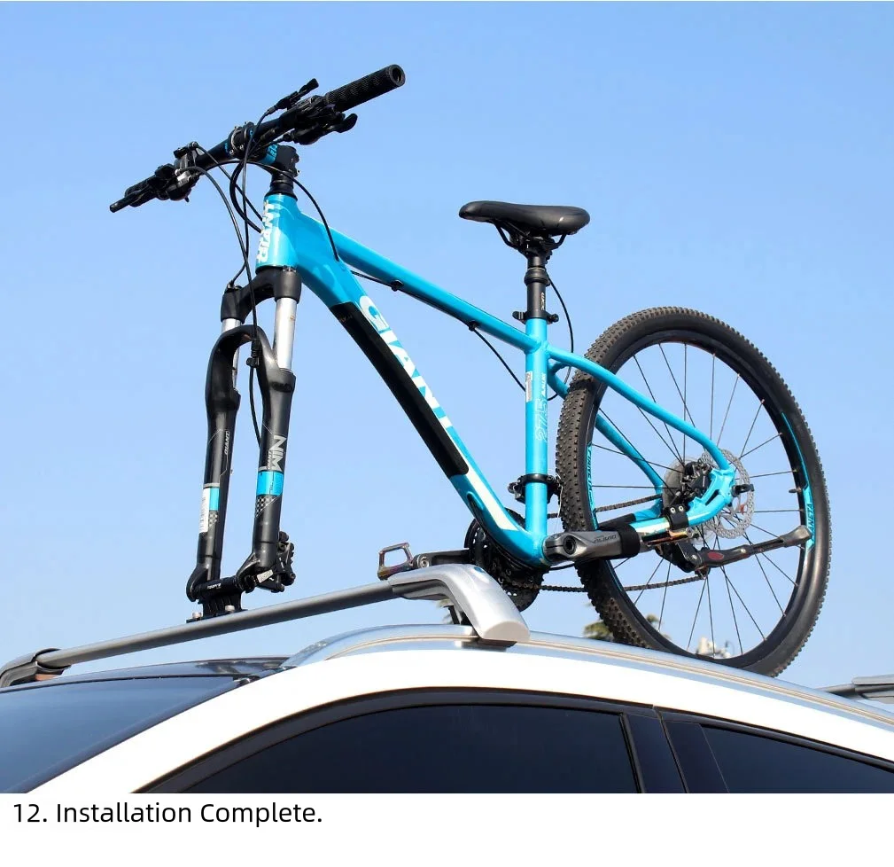 TOOPRE Fahrrad-Vordergabel- und Hinterrad-Halterung für Autodach, Transporthalterung für Schnellspanner/Steckachse, Rennrad- und MTB-Fahrrad-Parkhalterung – Detail 22