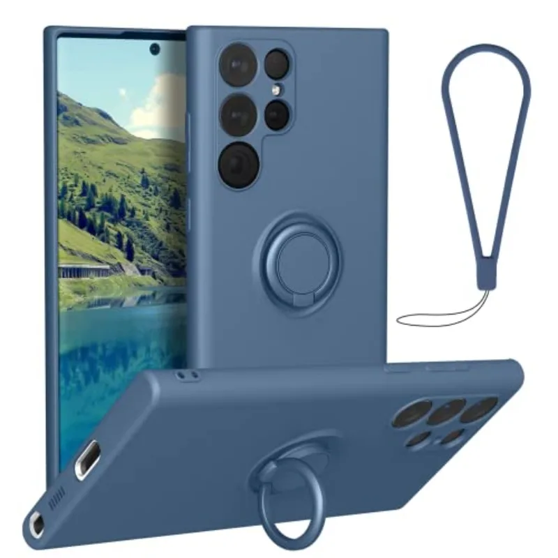 Liquid Silicone Magnetic Car Ring Holder Case For Samsung Galaxy S20 S21 FE S22 S23 Ultra Plus Note 20 10 9 A51 52 53 54 Cover