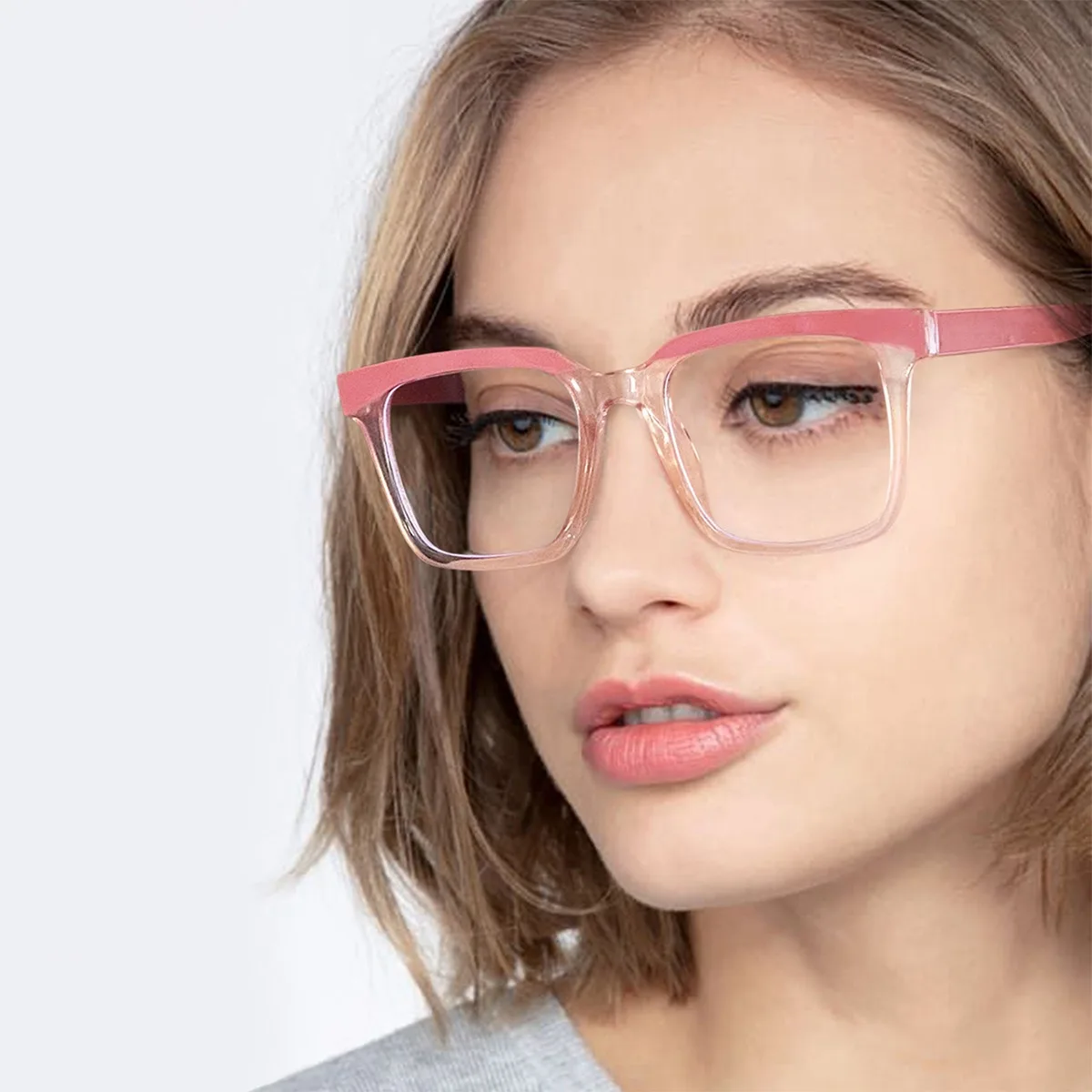 

Fashion Color Glass Frame Rectangular Anti-Blue Light Reading Glasses Female Customizable Myopia Prescription Lens Woman